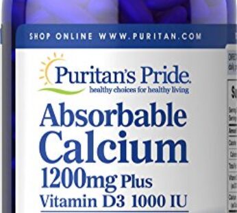Puritan’s Pride Absorbable Calcium with Vitamin D 3 1000iu Softgels, 1200 mg, 200 Count