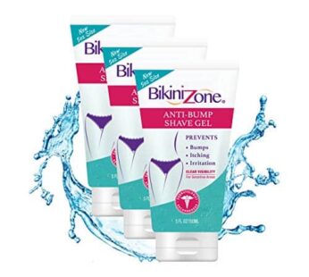 Bikini Zone Anti-Bumps Shave Gel – Close Shave w/No Bumps, Irritation, or Ingrown Hairs – Dermatologist Recommended – Clear Full Body Shaving Cream? (5 OZ, Pack of 3)