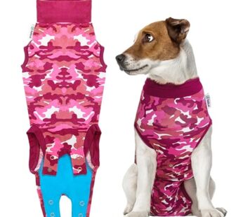 Suitical Recovery Suit for Dogs | Spay and Neutering Dog Surgery Recovery Suit for Male or Female | Soft Fabric for Skin Conditions | S | Neck to Tail 16.9?- 20.1? | Pink Camouflage