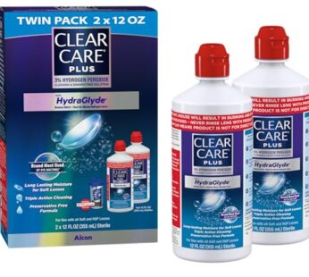 Clear Care Plus Cleaning Solution with Lens Case, Twin Pack, Multi, 12 Oz, Pack of 2
