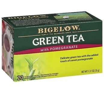 Bigelow Tea Green Tea with Pomegranate, Caffeinated Tea with Pomegranate, 20 Count Box (Pack of 6), 120 Total Tea Bags