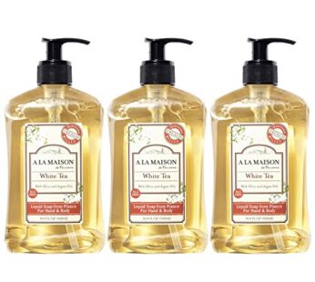 A LA MAISON French Liquid Hand Soap, White Tea – Natural Hand Wash Made with Essential Oils – Biodegradable, Plant-Based, Vegan, Cruelty-Free, Alcohol & Paraben Free (16.9 oz, 3 Pack)