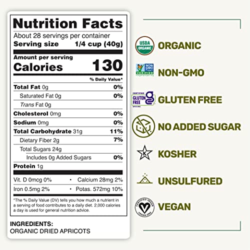 Happy Village Organic Turkish Dried Apricots, No Sugar Added Dried Fruit, 40 OZ Resealable Pack - Kosher, Non-GMO, Unsweetened, Unsulfured, Vegan Sun-Dried Apricot - Image 4