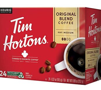 Tim Hortons Original Blend, Medium Roast Coffee, Single-Serve K-Cup Pods Compatible with Keurig Brewers, 24 Count(Pack of 1)(Packaging may vary)