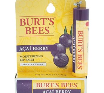 Burt’s Bees 100% Natural Moisturizing Lip Balm, Acai Berry with Beeswax & Fruit Extracts – 12 Tubes