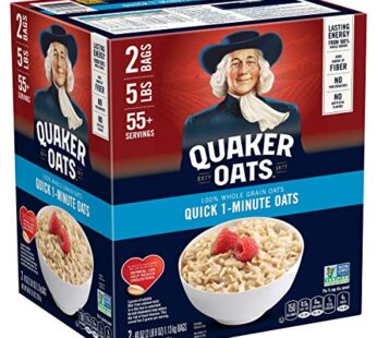 Quaker Quick 1-Minute Oatmeal, Non GMO Project Verified, 2.5 Pound (Pack of 2)