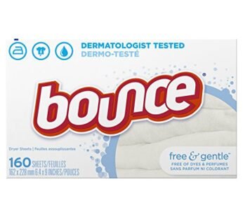 Bounce Fabric Softener Dryer Sheets, Free & Gentle, 160 Count – Packaging May Vary