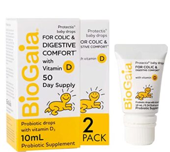 BioGaia Baby Probiotic Drops – Colic & Gas Relief + Vitamin D, 50-Day Supply, Safe for Newborns, Reduces Crying, Fussing, Colic, Gas, Spit-ups & Constipation, No allergens, Dairy or Soy (Pack of 2)