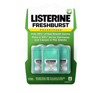 Listerine Freshburst Pocketpaks Bad Breath Strips, Kills Germs, Portable Pack, 24 Count, Pack of 3