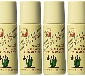 Alvera All Natural Roll-On Deodorant Aloe & Almonds – 3 Fl Oz, 4 pack