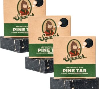 Dr. Squatch All Natural Bar Soap for Men with Heavy Grit, 3 Pack, Pine Tar