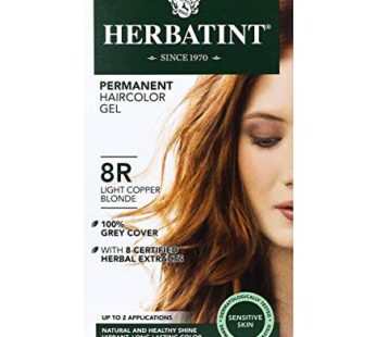 Herbatint Permanent Haircolor Gel, 8R Light Copper Blonde, Alcohol Free, Vegan, 100% Grey Coverage – 4.56 oz