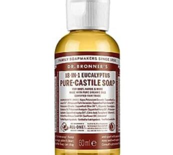 Dr. Bronner’s – Pure-Castile Liquid Soap (Eucalyptus, 2 Ounce) – Made with Organic Oils, 18-in-1 Uses: Face, Body, Hair, Laundry, Pets and Dishes, Concentrated, Vegan, Non-GMO