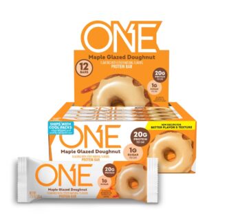 ONE Protein Bars, Maple Glazed Doughnut, Gluten Free Protein Bars with 20g Protein and 1g Sugar, Pantry Staples, 2.12 oz (12 Count)