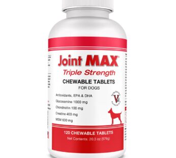PHS Joint MAX Triple Strength (TS) Chewable Tablets for Dogs – Glucosamine, Chondroitin, MSM – Vitamins, and Antioxidants – Hip and Joint Pain Relief and Support Supplement – Made in USA – 120 Tablets