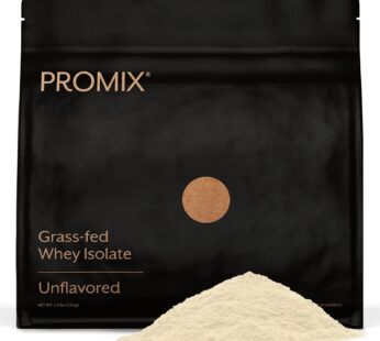Promix Whey Protein Isolate Powder, 30g Grass Fed Whey Isolate, 6.6g BCAAs, Gluten Free, Keto Friendly, Unflavored, 2.5lb