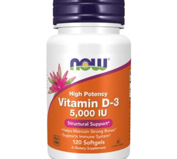 NOW Supplements, Vitamin D-3 5,000 IU, High Potency, Structural Support*, 120 Softgels