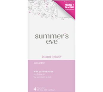Summer’s Eve Douche, Vaginal Douche for Women, Island Splash, 4 Units, 4.5 Oz Each, 1 Pack