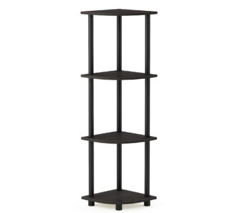 Furinno 12078EX/BK Turn-n-Tube Multipurpose 4-Tier Corner Shelf, Espresso/Black