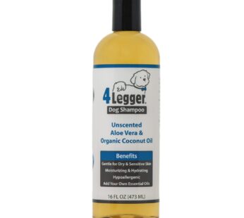 4Legger Natural Dog Shampoo, Hypoallergenic Dog Shampoo, Dog Coconut Shampoo, Gentle Fragrance Free Dog Shampoo with Aloe for Soothing Relief of Dry, Itchy, Sensitive Allergy Skin 16 oz