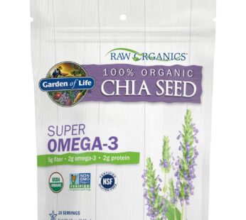 Chia Seeds 100% Organic for Smoothies, Pudding – Raw Organics Whole Seed Foods with Omega 3 Superfood, Fiber, Keto Friendly, Non-GMO, Gluten Free – Garden of Life – Vegan Egg Substitute, 28 Servings