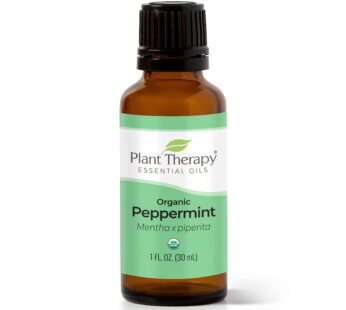 Plant Therapy Organic Peppermint Essential Oil 100% Pure, USDA Certified Organic, Undiluted, Natural Aromatherapy, for Diffusion, Skin, Hair, Therapeutic Grade 30 mL (1 oz)