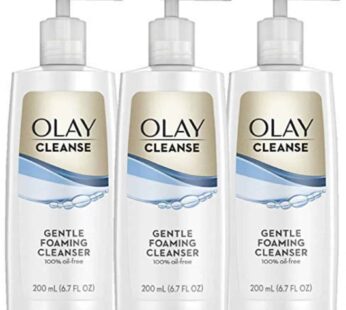Olay Cleanse Gentle Foaming Face Cleanser for Sensitive Skin, Fragrance Free, 6.7 Fl Oz (Pack of 3)