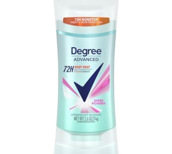 Degree Advanced Protection Antiperspirant Deodorant Sheer Powder for 72-Hour Sweat & Odor Control for Women, with Body Heat Activated Technology, 2.6 oz