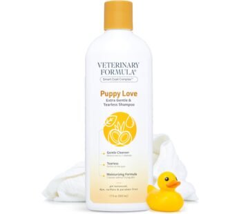 Veterinary Formula Smart Coat Complex Puppy Love Extra Gentle Tearless Shampoo, 17 Fl oz ? For Pups Over 6 Weeks ? With Fresh Scent, Long-Lasting Clean ? Won’t Dry Out Delicate Skin