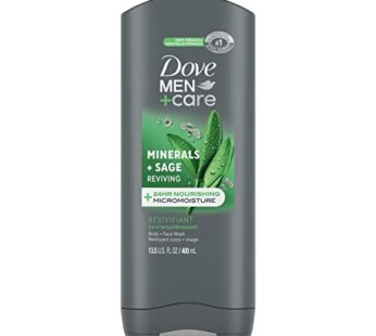 DOVE MEN + CARE Reviving Minerals & Sage Body and Face Wash with 24-Hour Nourishing Micromoisture Technology Body Wash for Men, 13.5 oz