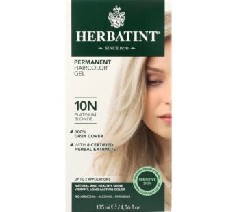 Herbatint Permanent Haircolor Gel, 10N Platinum Blonde, Alcohol Free, Vegan, 100% Grey Coverage – 4.56 oz