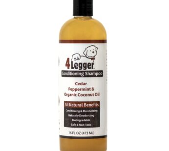 4Legger Organic Dog Shampoo and Conditioner USDA Certified – All Natural Concentrated Cedar Dog Shampoo with Peppermint, and Eucalyptus – Dog Shampoo for Itchy Skin – Dog Shampoo for Smelly Dogs 16 oz