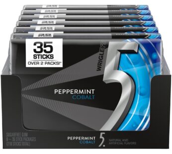 5 GUM Sugar Free Chewing Gum, Peppermint Cobalt, 35-stick pack (6 packs)