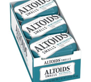 ALTOIDS Smalls Wintergreen Breath Mints Sugar Free Hard Candy Bulk, 0.37 oz Tin (Pack of 9)