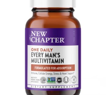 New Chapter Men’s Multivitamin for Immune, Stress, Heart + Energy Support with Fermented Nutrients – Every Man’s One Daily, Made with Organic Vegetables & Herbs, Non-GMO, Gluten Free – 48 ct