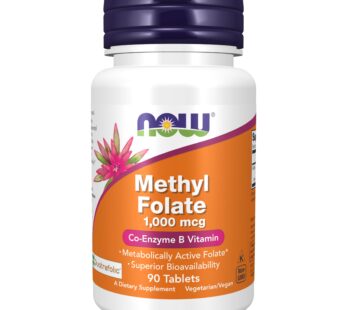 NOW Supplements, Methyl Folate 1,000 mcg, Metabolically Active Folate*, Co-Enzyme B Vitamin, 90 Tablets