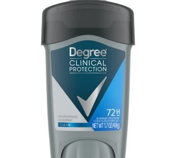 Degree Men Antiperspirant Deodorant Clean 72-Hour Sweat & Odor Protection Prescription-Strength Antiperspirant For Men with MotionSense Technology 1.7 oz
