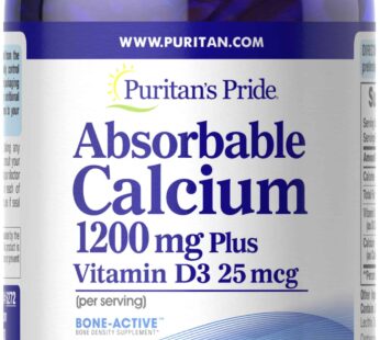 Puritan’s Pride Absorbable Calcium 1200 mg with Vitamin D 1000 IU, 100 Softgels