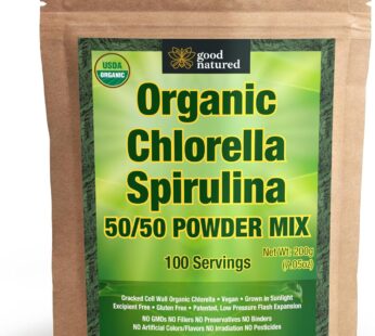 Good Natured Organic Spirulina and Chlorella Powder 50/50 Mix – 3 Month Supply – Vegan & Non-GMO Chlorella and Spirulina Powder