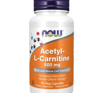 NOW Supplements, Acetyl-L Carnitine 500 mg, Amino Acid, Brain And Nerve Cell Function*, 50 Veg Capsules
