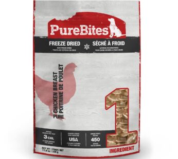 PureBites Chicken Freeze Dried Dog Treats, 1 Ingredient, Made in USA, 11.6oz