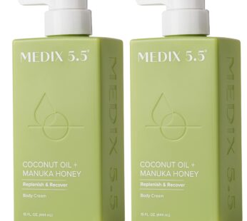MEDIX 5.5 Coconut Oil Lotion W/ Manuka Honey Cream Skin Care Face Moisturizer & Body Cream | Firming Coconut Oil For Skin Minimizes Look Of Dry Skin, Cellulite, Stretch Marks, & Wrinkles, 2-Pack