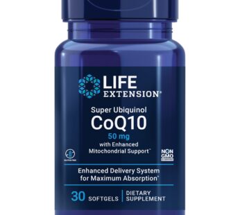Life Extension Super Ubiquinol CoQ10 with Enhanced Mitochondrial Support, Heart Health Supplement, Maximum Absorption, 50 mg, Non-GMO, Gluten-Free, 30 softgels