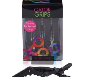 Framar Gator Grips Black Styling Hair Clips – Set of 4 Professional Hair Clips with Hair Styling and Sectioning – Wide Teeth & Durable for Hair Salon