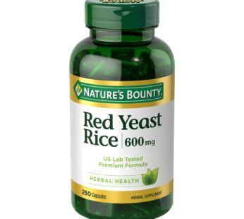 Nature’s Bounty Red Yeast Rice, Herbal Supplement, 600mg, 250 Capsules