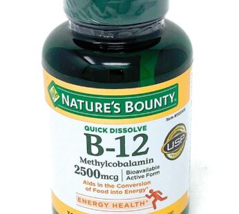 Nature’s Bounty Quick Dissolve Fast Acting Vitamin B-12 2500 mcg, Natural Cherry Flavor (300 tablets)