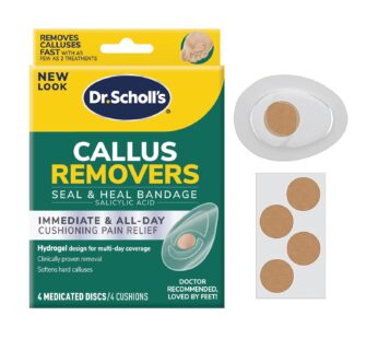 Dr. Scholl’s CALLUS REMOVER Seal & Heal Bandage with Hydrogel Technology, 4ct // Removes Calluses Fast And Provides Cushioning Protection Against Shoe Pressure And Friction For All-Day Pain Relief