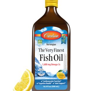 Carlson – The Very Finest Fish Oil, 1600 mg Omega-3s, Liquid Supplement, Norwegian, Wild-Caught, Sustainably Sourced , Lemon, 16.9 Fl Oz