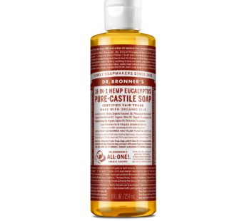 Dr. Bronner’s – Pure-Castile Liquid Soap (Eucalyptus, 8 ounce) – Made with Organic Oils, 18-in-1 Uses: Face, Body, Hair, Laundry, Pets and Dishes, Concentrated, Vegan, Non-GMO