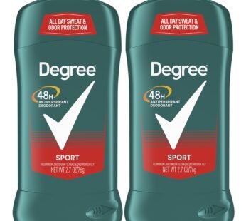 Degree Men Original Antiperspirant Deodorant for Men, Pack of 2, 48-Hour Sweat and Odor Protection, Sport 2.7 oz